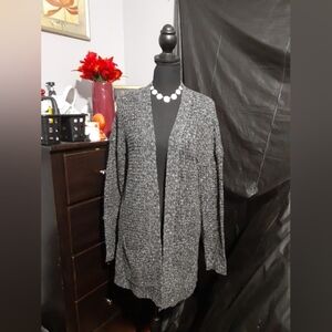 Express Women's Sweater Cardigan Gray Speckled Pockets Suze Medium Boho